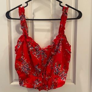 ASTR the Label button down crop top
